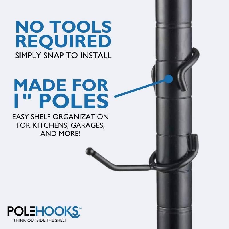 2 Inch All Purpose - 5 Pack - Black - PoleHooks™