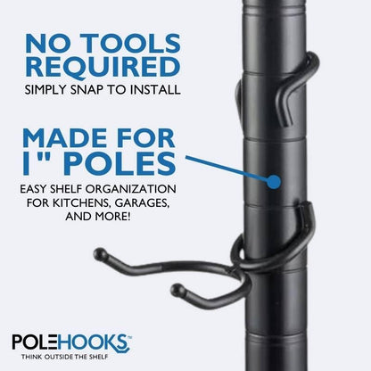 Multi Use C-Hook 5 Pack - Black - PoleHooks™